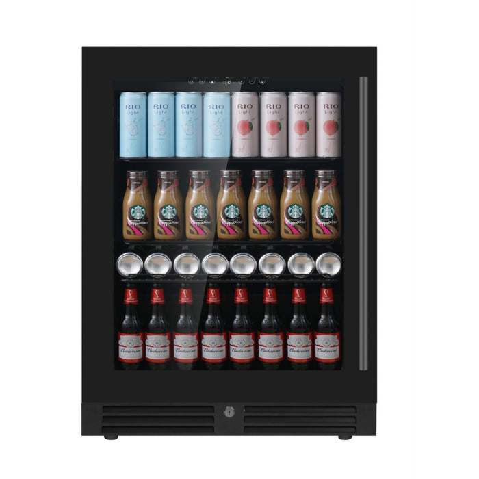 KingsBottle 24 Inch Under Counter LOW-E Glass Door Beverage Fridge