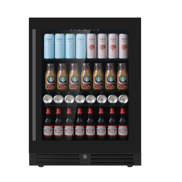 KingsBottle 24 Inch Under Counter LOW-E Glass Door Beverage Fridge