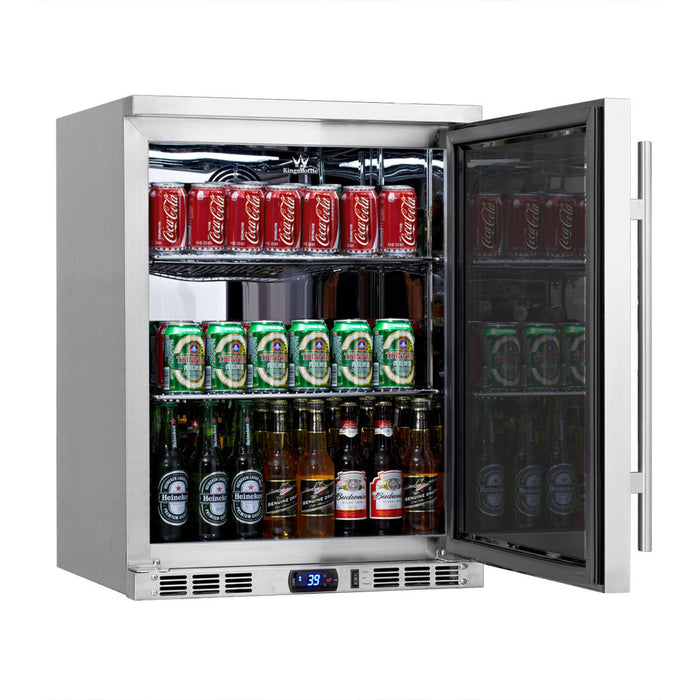 KingsBottle 24 Inch Under Counter Stainless Steel Beverage Cooler