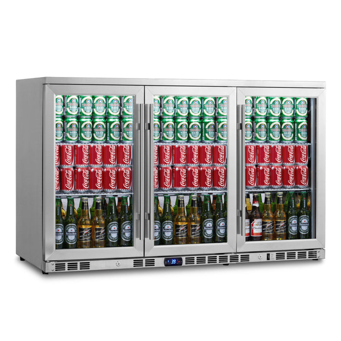 KingsBottle 53 Inch Heating Glass Large 3 Door Beverage Refrigerator