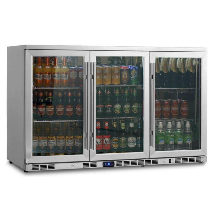 KingsBottle 53 Inch Heating Glass Large 3 Door Beverage Refrigerator