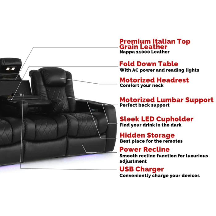 Valencia Theater Seating Tuscany Console Midnight Black Set of 3 Home Theater Seating