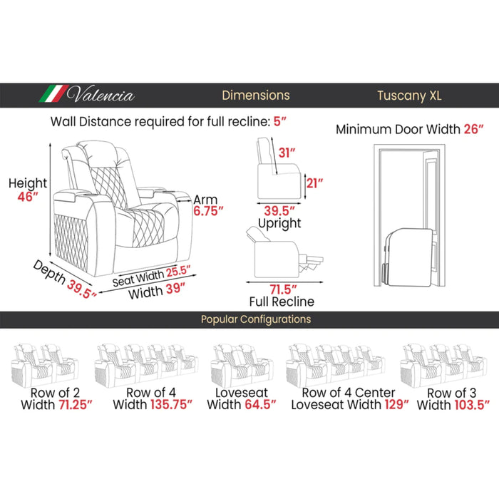 Valencia Theater Seating Tuscany XL Ultimate Edition Black Home Theater Seating